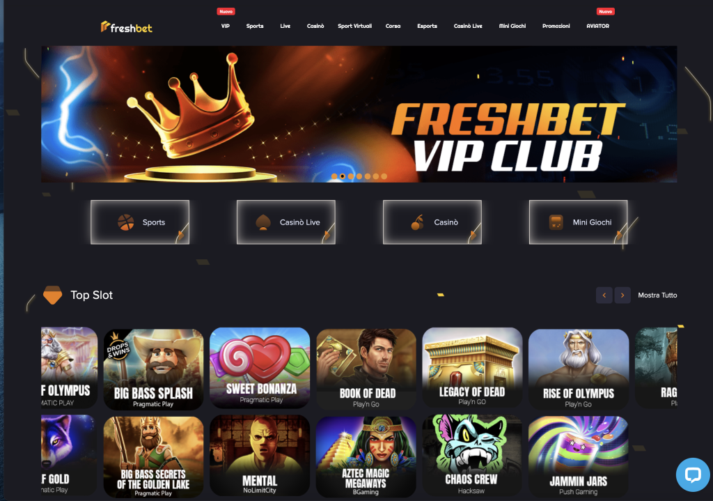 image of freshbet casino website