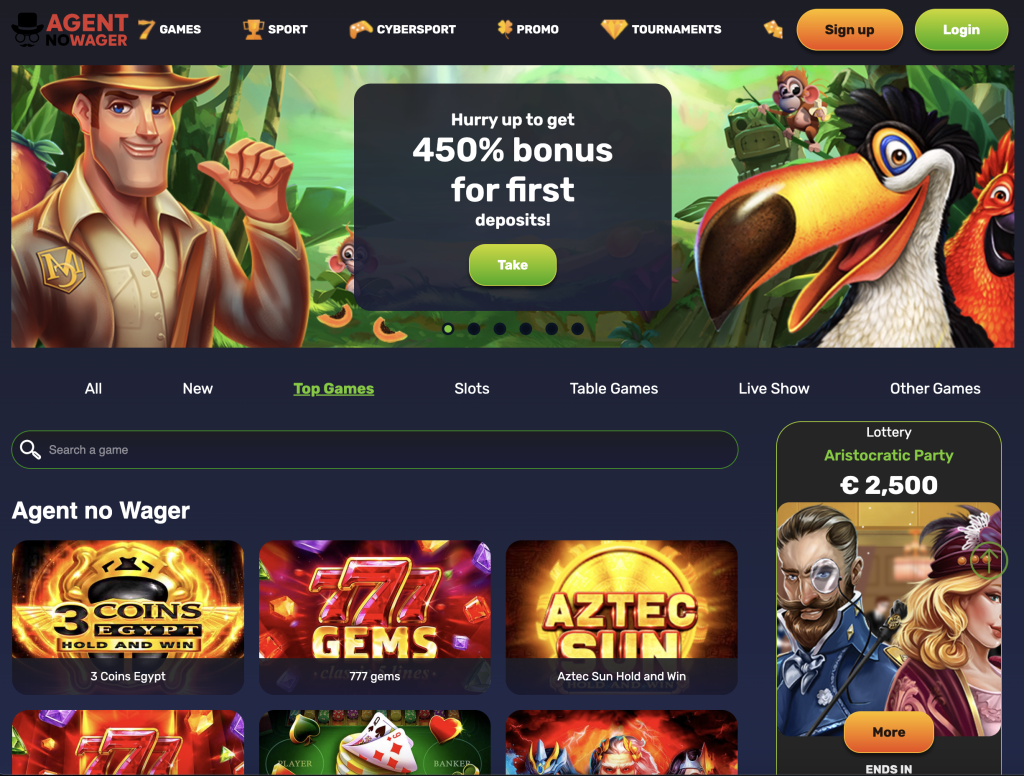 Agent No Wager Casino Website