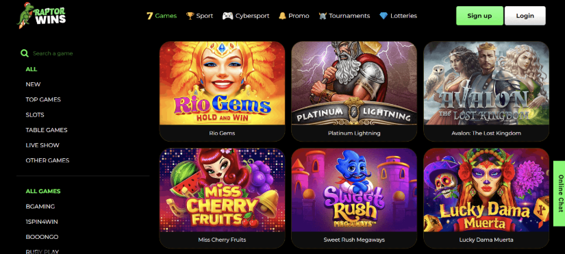 Raptor Wins Casino Website