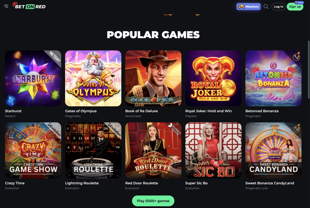 BetOnRed Casino Website