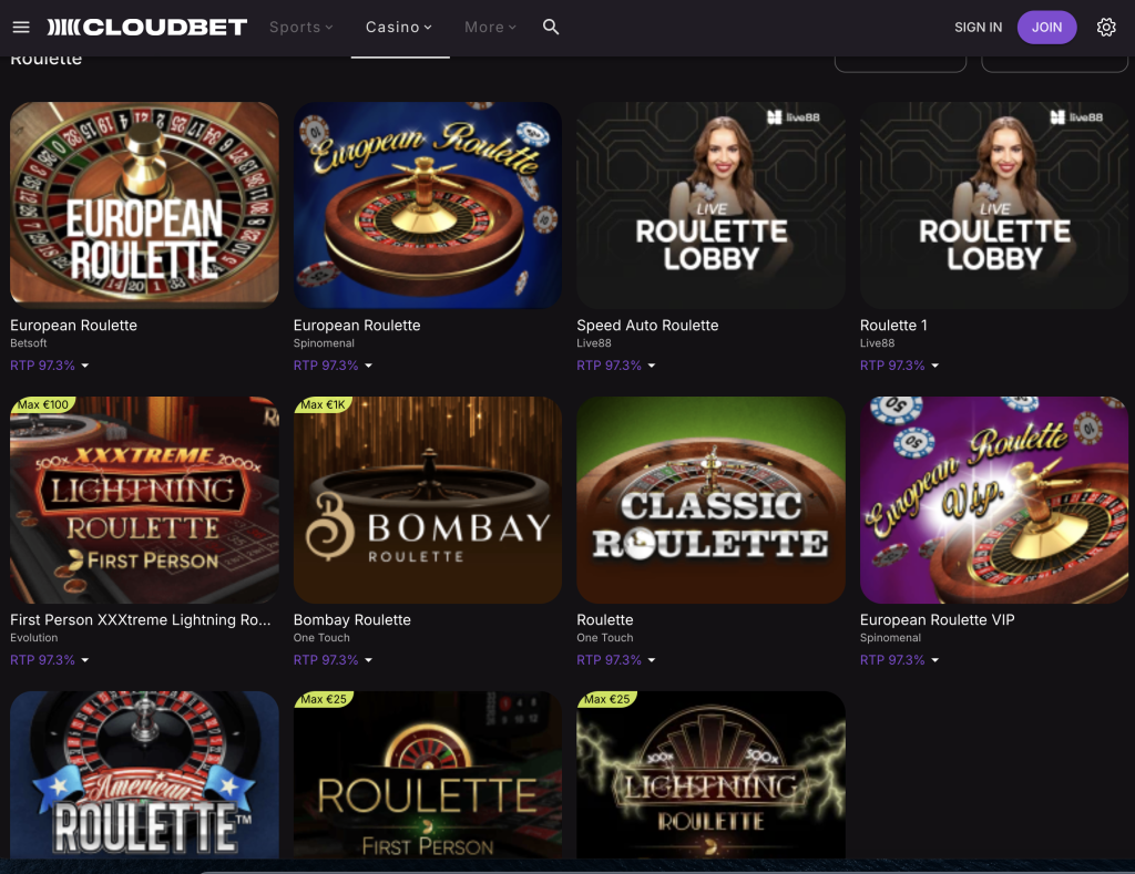 Cloudbet Casino Website